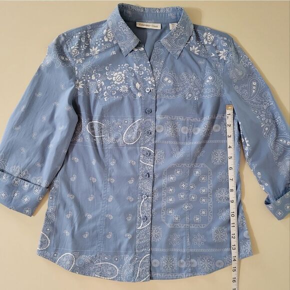 Coldwater Creek Women's Paisley and Floral Button-Down Shirt - Picture 5 of 12